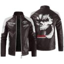 Custom Name Toyota Tundra Contrast Leather Jacket - Personalized Logo Car Motorcycle Model