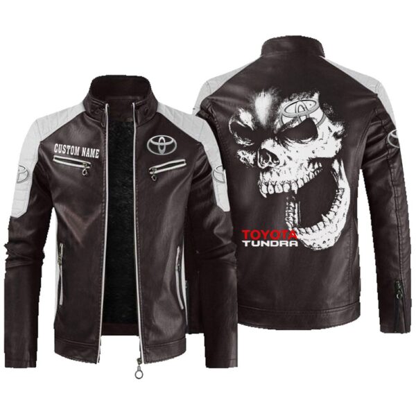 Custom Name Toyota Tundra Contrast Leather Jacket - Personalized Logo Car Motorcycle Model - Image 3