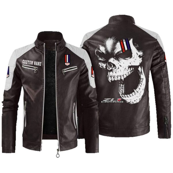 Custom Name Zl1 Contrast Leather Jacket - Personalized Logo Car Motorcycle Model - Image 3