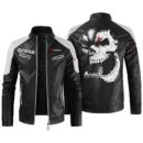 Agco Contrast Leather Jacket, Vintage Style Jacket, Customize Name And Any Logo And Car, Motor Model