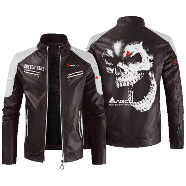 Agco Contrast Leather Jacket, Vintage Style Jacket, Customize Name And Any Logo And Car, Motor Model - Image 3