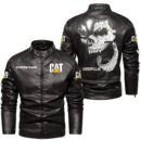 Custom Name Caterpillar Skull Leather Jacket - Personalized Logo Car Motorcycle Model