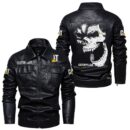 Custom Name Caterpillar Skull Leather Jacket - Personalized Logo Car Motorcycle Model