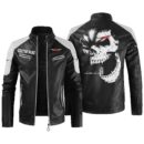 Custom Name Austin Healey Contrast Leather Jacket - Personalized Logo Car Motorcycle Model