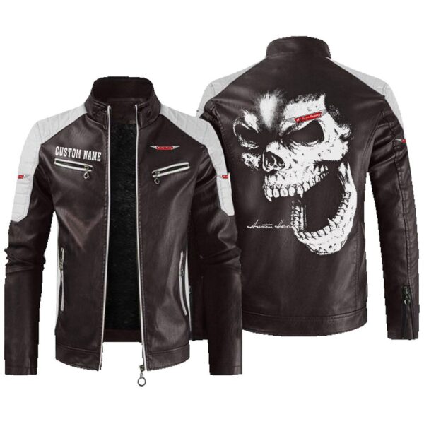Custom Name Austin Healey Contrast Leather Jacket - Personalized Logo Car Motorcycle Model - Image 3