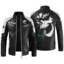 Custom Name Benelli Contrast Leather Jacket - Personalized Logo Car Motorcycle Model