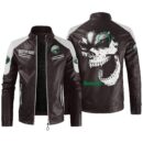 Custom Name Benelli Contrast Leather Jacket - Personalized Logo Car Motorcycle Model