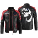 Custom Name Beneteau Contrast Leather Jacket - Personalized Logo Car Motorcycle Model