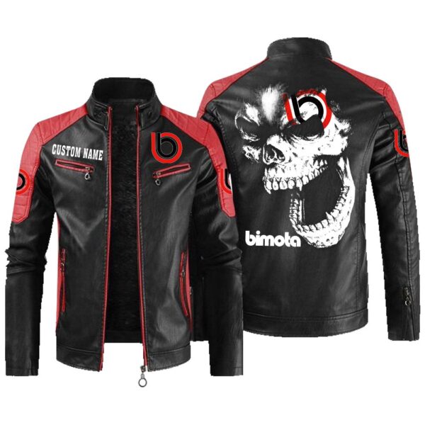 Custom Name Bimota Contrast Leather Jacket - Personalized Logo Car Motorcycle Model - Image 2