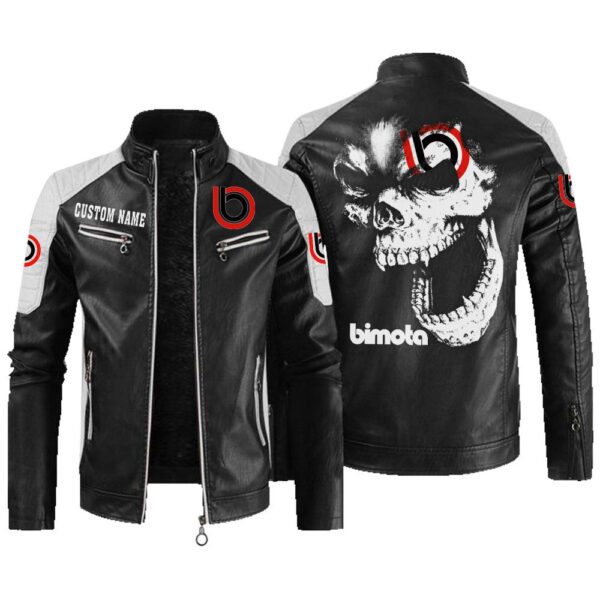 Custom Name Bimota Contrast Leather Jacket - Personalized Logo Car Motorcycle Model
