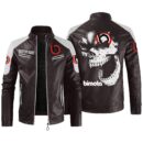 Custom Name Bimota Contrast Leather Jacket - Personalized Logo Car Motorcycle Model