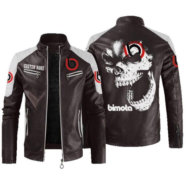 Custom Name Bimota Contrast Leather Jacket - Personalized Logo Car Motorcycle Model - Image 3