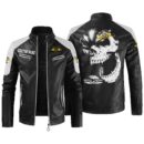 Custom Name Boss Hoss Contrast Leather Jacket - Personalized Logo Car Motorcycle Model