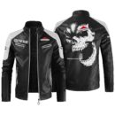 Custom Name Briggs Stratton Contrast Leather Jacket - Personalized Logo Car Motorcycle Model