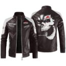 Custom Name Briggs Stratton Contrast Leather Jacket - Personalized Logo Car Motorcycle Model