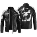 Custom Name Buell Motorcycles Contrast Leather Jacket - Personalized Logo Car Motorcycle Model