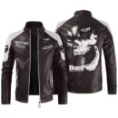 Custom Name Buell Motorcycles Contrast Leather Jacket - Personalized Logo Car Motorcycle Model
