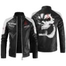 Custom Name Deutz Contrast Leather Jacket - Personalized Logo Car Motorcycle Model