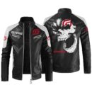 Custom Name Gas Gas Contrast Leather Jacket - Personalized Logo Car Motorcycle Model