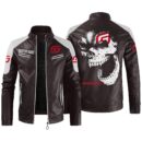 Custom Name Gas Gas Contrast Leather Jacket - Personalized Logo Car Motorcycle Model