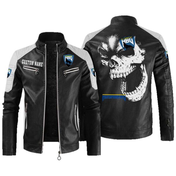 Custom Name Husaberg Contrast Leather Jacket - Personalized Logo Car Motorcycle Model