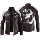 Custom Name Husaberg Contrast Leather Jacket - Personalized Logo Car Motorcycle Model