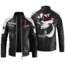 Custom Name International Harvester Contrast Leather Jacket - Personalized Logo Car Motorcycle Model