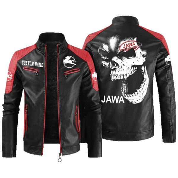 Custom Name Iveco Contrast Leather Jacket - Personalized Logo Car Motorcycle Model - Image 2