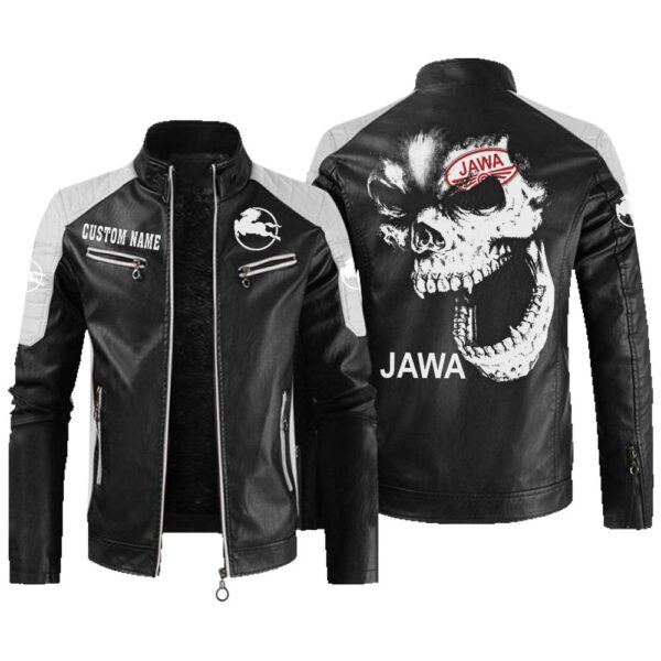 Custom Name Iveco Contrast Leather Jacket - Personalized Logo Car Motorcycle Model
