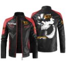 Custom Name Jcb Contrast Leather Jacket - Personalized Logo Car Motorcycle Model
