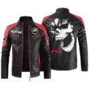 Custom Name Kioti Contrast Leather Jacket - Personalized Logo Car Motorcycle Model