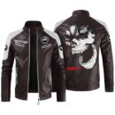 Custom Name Kioti Contrast Leather Jacket - Personalized Logo Car Motorcycle Model