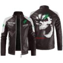 Custom Name Kverneland Contrast Leather Jacket - Personalized Logo Car Motorcycle Model