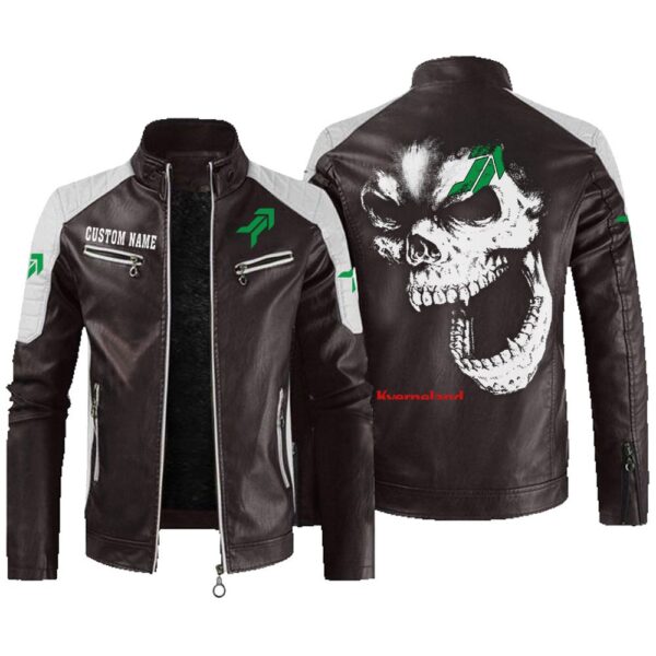 Custom Name Kverneland Contrast Leather Jacket - Personalized Logo Car Motorcycle Model - Image 3