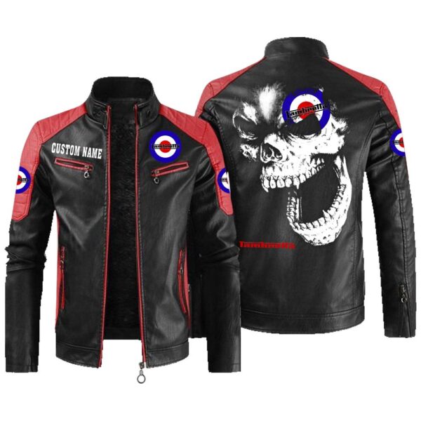 Custom Name Lambretta Contrast Leather Jacket - Personalized Logo Car Motorcycle Model - Image 2