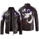 Custom Name Lambretta Contrast Leather Jacket - Personalized Logo Car Motorcycle Model