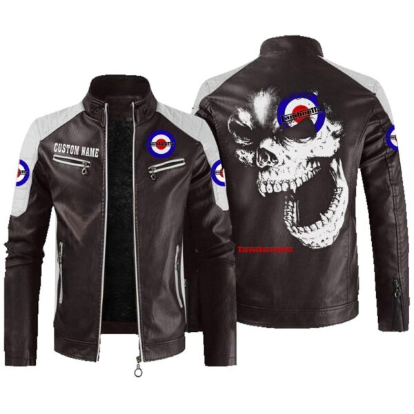 Custom Name Lambretta Contrast Leather Jacket - Personalized Logo Car Motorcycle Model - Image 3