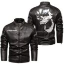 Custom Name Chrysler Skull Leather Jacket - Personalized Logo Car Motorcycle Model