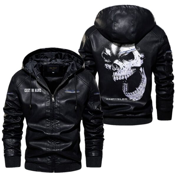 Custom Name Chrysler Skull Leather Jacket - Personalized Logo Car Motorcycle Model - Image 5