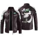 Custom Name Land Rover Defender Contrast Leather Jacket - Personalized Logo Car Motorcycle Model