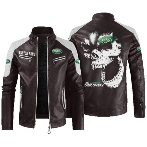 Custom Name Land Rover Discovery Contrast Leather Jacket - Personalized Logo Car Motorcycle Model - Image 3