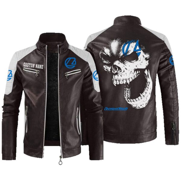 Custom Name Landini Contrast Leather Jacket - Personalized Logo Car Motorcycle Model - Image 3