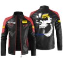 Custom Name Liebherr Contrast Leather Jacket - Personalized Logo Car Motorcycle Model