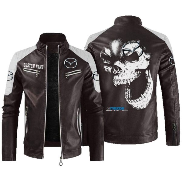 Custom Name Mazda Cx5 Contrast Leather Jacket - Personalized Logo Car Motorcycle Model - Image 3