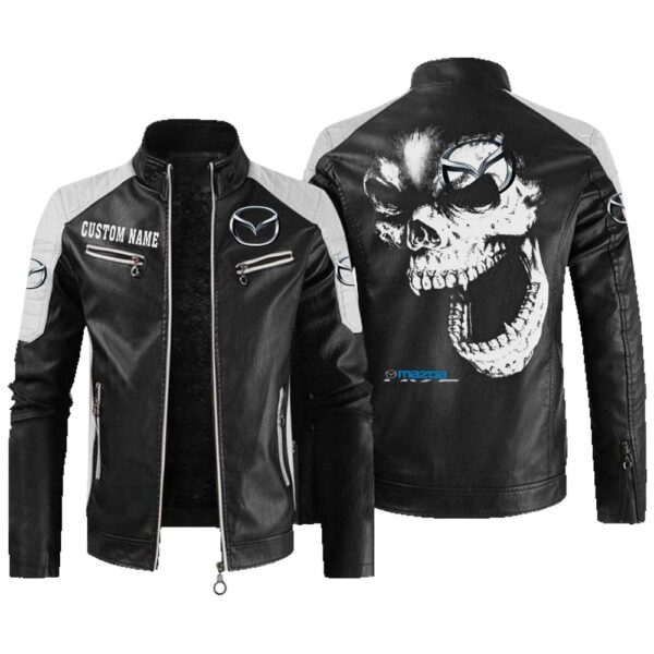 Custom Name Mazda Mx5 Contrast Leather Jacket - Personalized Logo Car Motorcycle Model