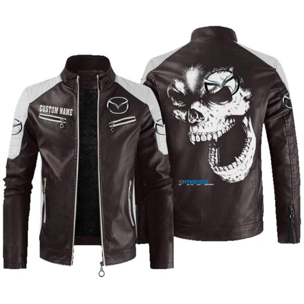 Custom Name Mazda Mx5 Contrast Leather Jacket - Personalized Logo Car Motorcycle Model - Image 3