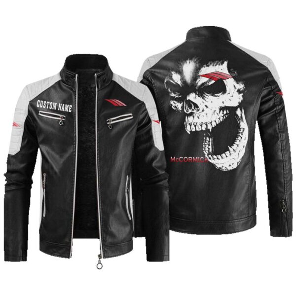 Custom Name Mccormick Contrast Leather Jacket - Personalized Logo Car Motorcycle Model