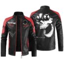 Custom Name Messerschmitt Contrast Leather Jacket - Personalized Logo Car Motorcycle Model