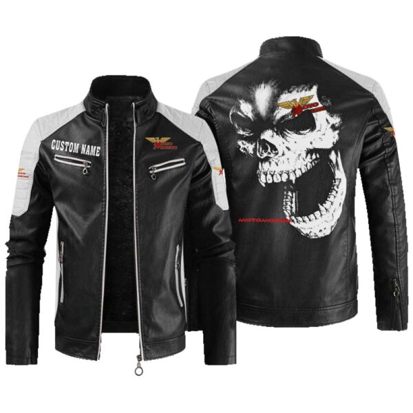 Custom Name Moto Morini Contrast Leather Jacket - Personalized Logo Car Motorcycle Model