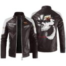 Custom Name Moto Morini Contrast Leather Jacket - Personalized Logo Car Motorcycle Model
